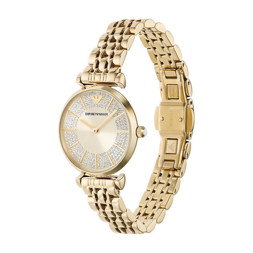 Emporio Armani Ladies Watch with Two Hands Quartz Movement and 32mm Case with Stainless Steel, Leather or Silicone Strap