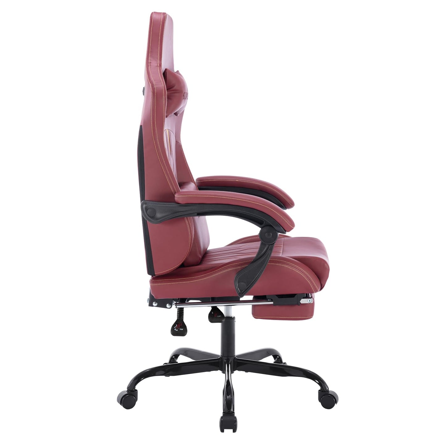 SUKIDA Gaming Stuhl Computerstuhl Ergonomischer Gaming Chair mit Fußstütze Bürostuhl Ergonomischer Computerstuhl mit Lendenwirbelstütze Schwarz