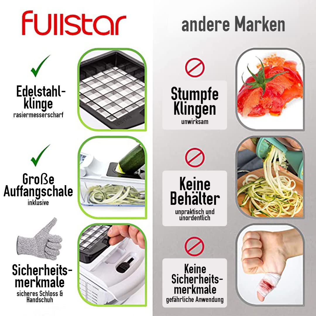 Gemüseschneider Mandoline Gemüsehobel - Gemüse Schneider Gurkenhobel Zwiebelschneider Kartoffelschneider Obstschneider - Reibe für Gemüse und Käse - Julienneschneider (6-in-1 Kompakt Weiß)