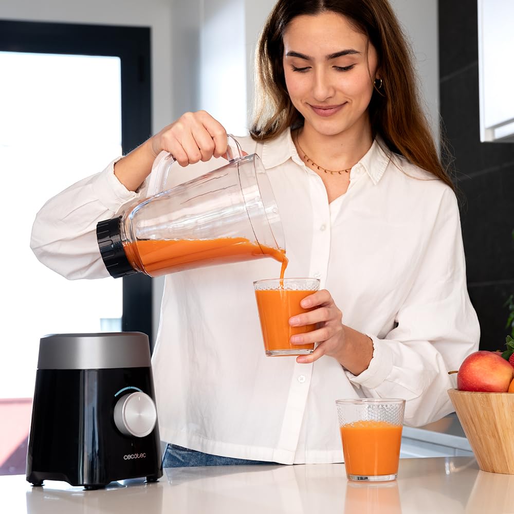 Cecotec Standmixer Power Black Titanium 1800MAX Blend It, 1800 W maximale Leistung, 5 Geschwindigkeiten, 6 Klingen aus Edelstahl, Ice-Crush-Funktion, Turbo- und Smoothie-Funktion, AutoClean-Funktion
