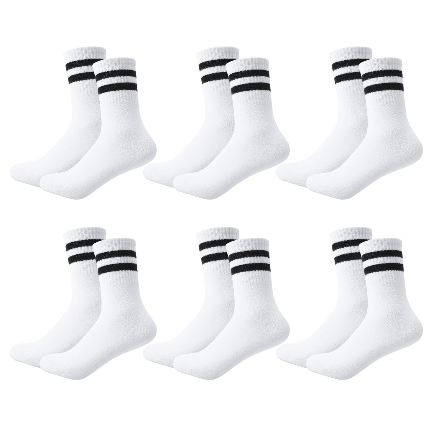 Taonganui Men’s Tennis Socks – 6-Pack Striped Cotton Sports Socks