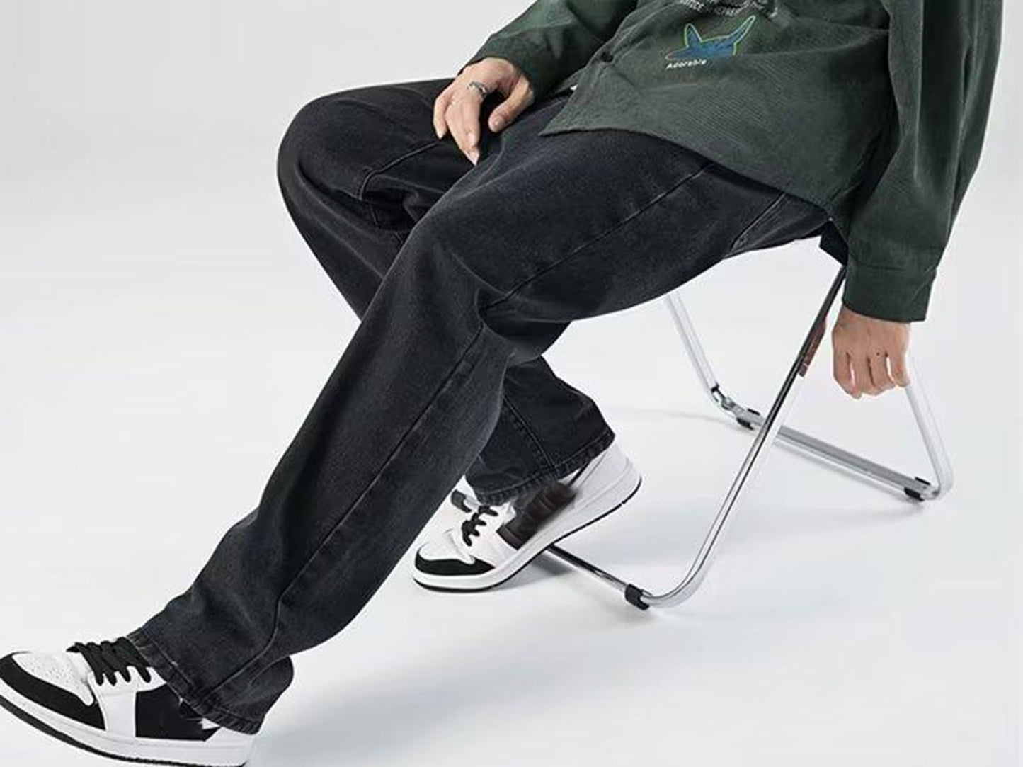 Men’s Baggy Y2K Jeans – Vintage Straight Leg Denim Pants