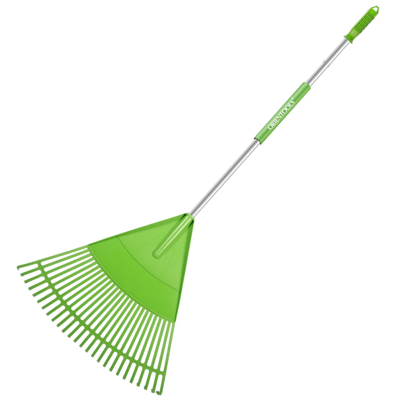 ORIENTOOLS Garten Laubrechen, Garten Rechen für Rasen Laub mit verstellbarem Griff 107 bis 156 cm Rechen, 22 Starke Zinken Kunststoff Kopf Strauch Rechen, Landschaftsbesen für Rasen und Blätter