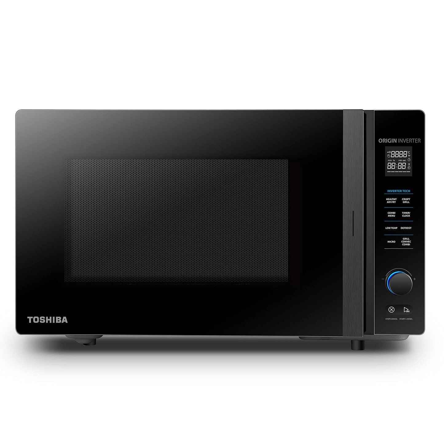 Toshiba MV-AM20T(BK) Mikrowelle/Solo-Mikrowelle/ 20 L/ 800 W/ 5 Leistungsstufen/ 12 Automatikprogramme/Emaille Innenraum/einfach zu reinigen/Auftaufunktion/Glasdrehteller (24,5 cm) /Schwarz