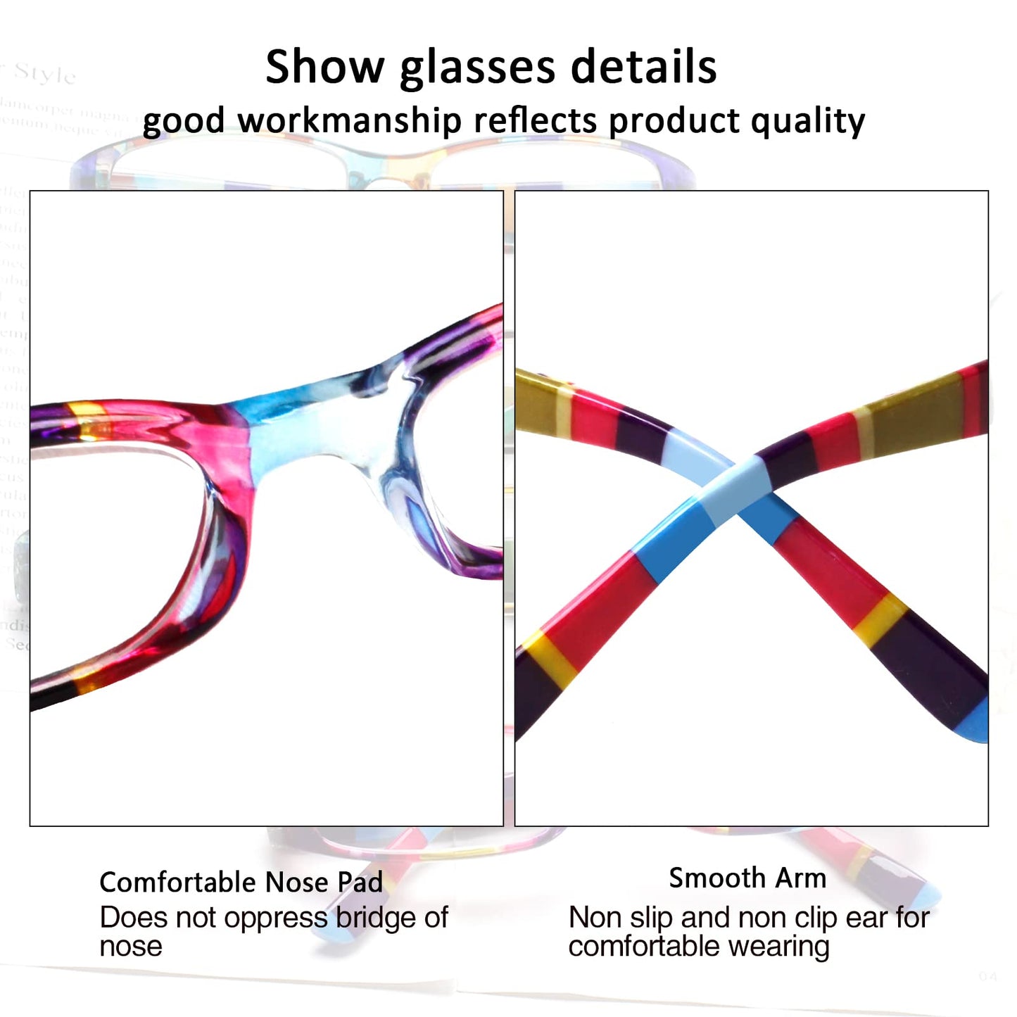 COJWIS 4 Pack Damen Lesebrille Mit Schönes Muster Brille Federscharnierleser für Frauen Reader (4 Farbe Mischen-2, 2.00, multiplier_x)