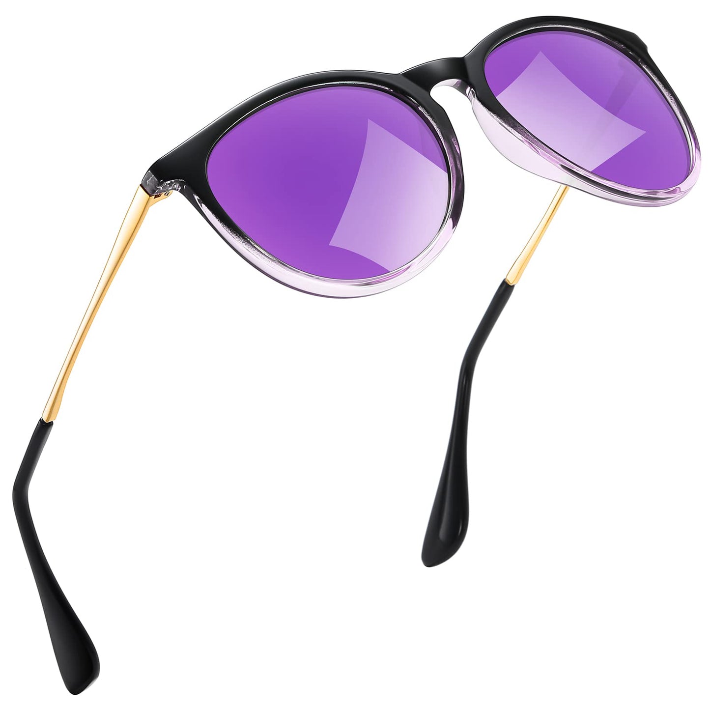 kunchu Sonnenbrille-Damen-Polarisierte-Sonnenbrille-Rund-UV400-im-Retro-Sonnenbrille-für-Damen & Herren Schutz Vintage