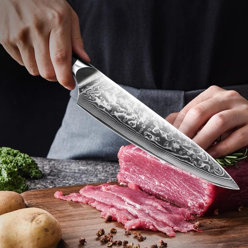 SHAN ZU Damast Messerset, 3-teilig Küchenmesserset aus japanischem Damast Superstahl, professionelles ultrascharfes Kochmesserset mit G10-Griff und Geschenkbox
