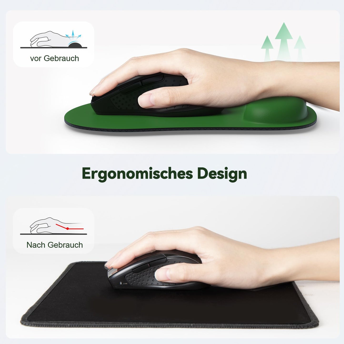 TECKNET Mauspad mit Gelkissen, Memory Foam Mousepad Ergonomisches Wasserdicht Komfort Mausmatte mit Handgelenkpolster Handauflage für Alle Maus Offfice Heim Computer Laptop