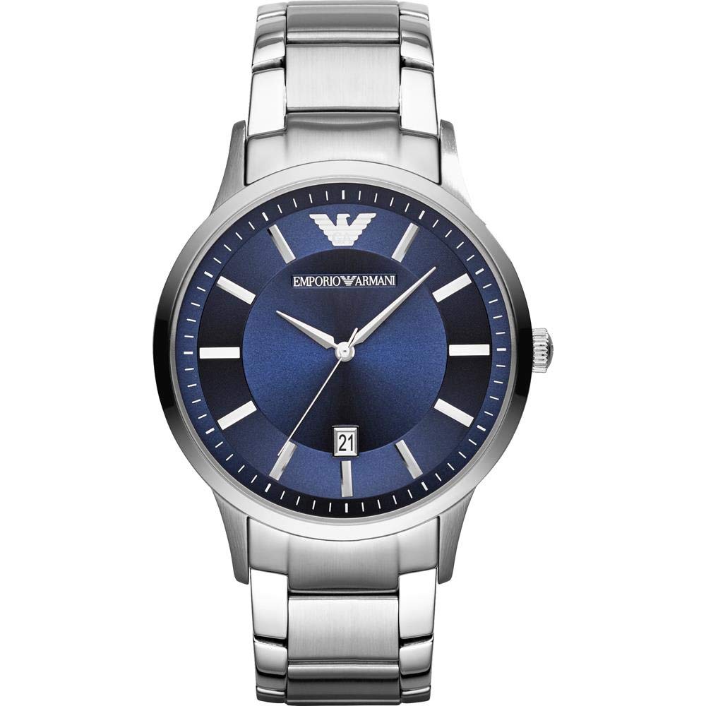 Emporio Armani men's watch with three hands, stainless steel, case size 43 mm