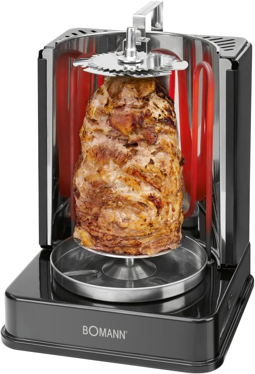 Bomann® Döner-Vertikal-Multigrill | Multigrill Perfekt für Gyros, Kebab & mehr | Gyrosgrill für Fettfreies Grillen zuhause | Dönergrill Inkl. Drehspieß & 6 Fleischspieße | DVG 3006 CB