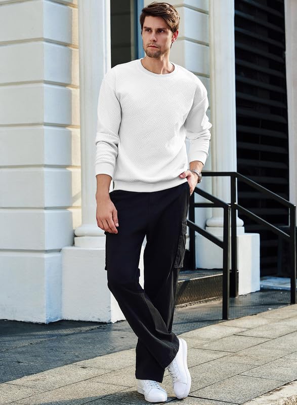 Men’s Crew Neck Colorblock Sweatshirt – Casual Raglan Pullover