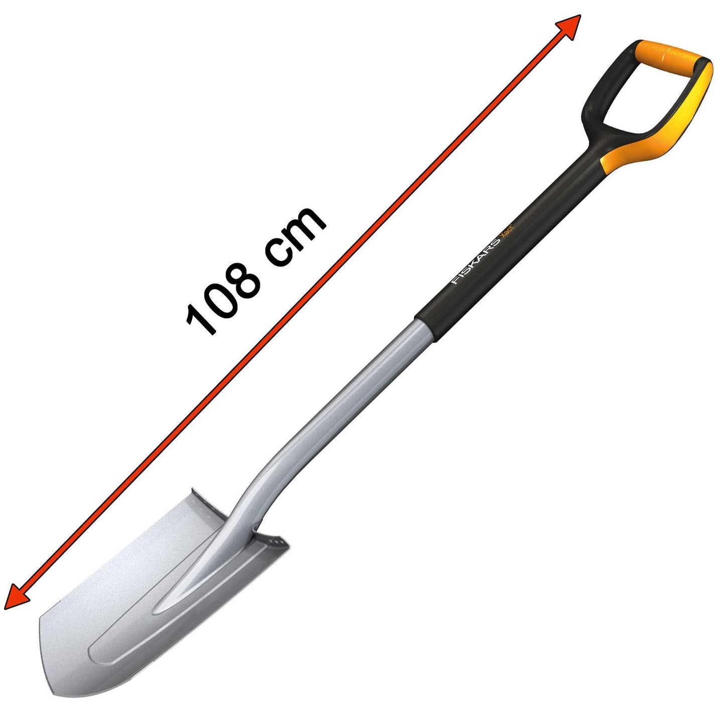 Fiskars Gärtnerspaten für harte, steinige Böden, Spitz, Länge: 120 cm, Verstärktes Borstahl-Blatt, Schwarz/Orange, Xact, 1066729