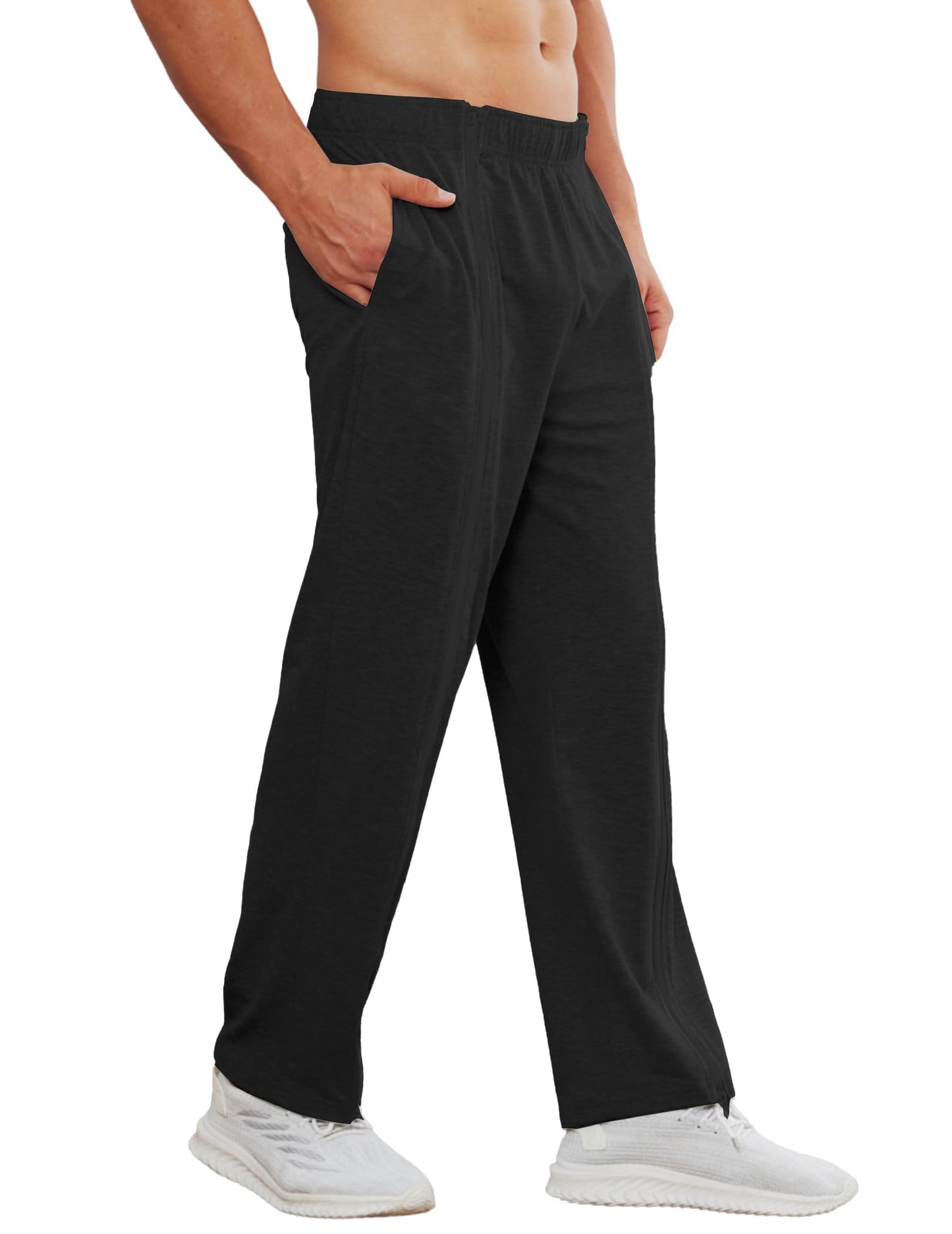 PINSPARK Men's Rehab Joggers with Full-Length Zipper