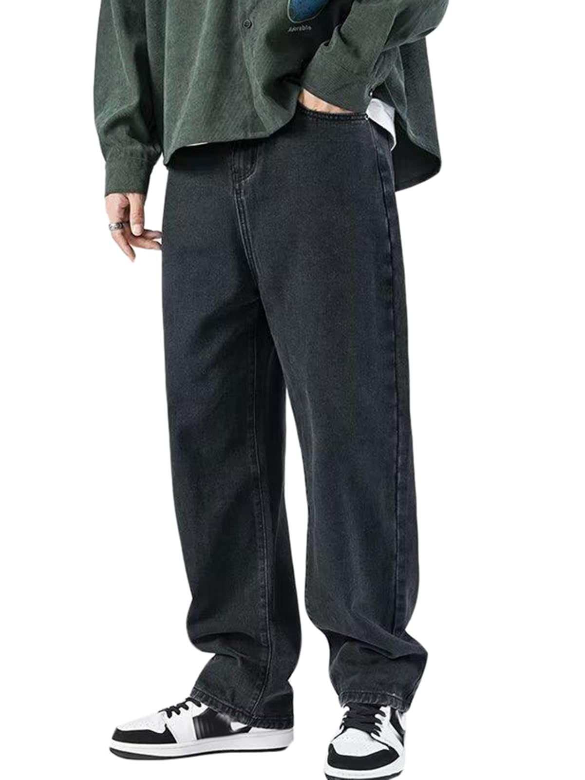 Men’s Baggy Y2K Jeans – Vintage Straight Leg Denim Pants