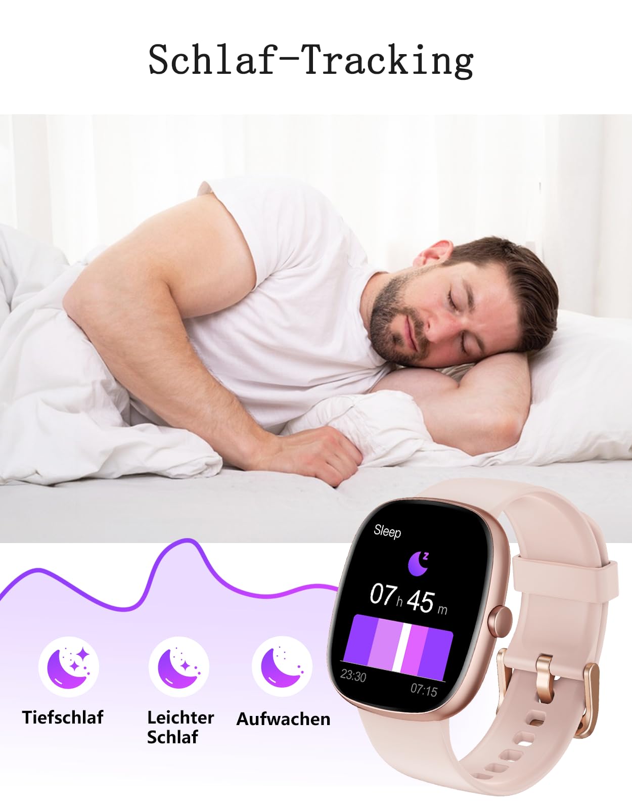 HUAKUA Smartwatch Damen Herren mit Telefonfunktion,1,85" Smartwatch mit 100+Sportmodi Fitnessuhr mit Pulsuhr Schlafmonitor SpO2 Schrittzähler Fitness Tracker IP68 Wasserdicht für Anforid iOS Handy