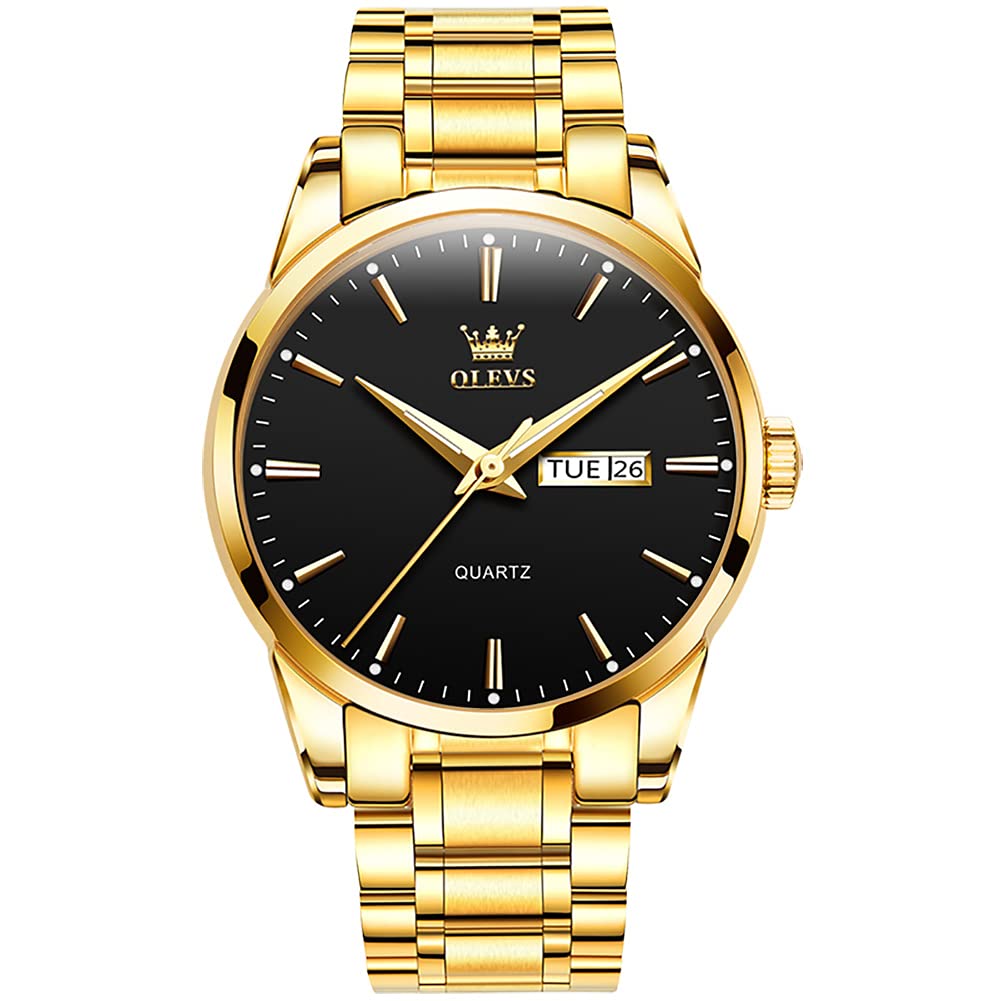 OLEVS Uhren Herren, Analoge Quarz Leucht Armbanduhr, wasserdichte Datum Edelstahl Herrenuhr, Klassische Mode Business Freizeituhren, Elegantes Geschenk für Männer