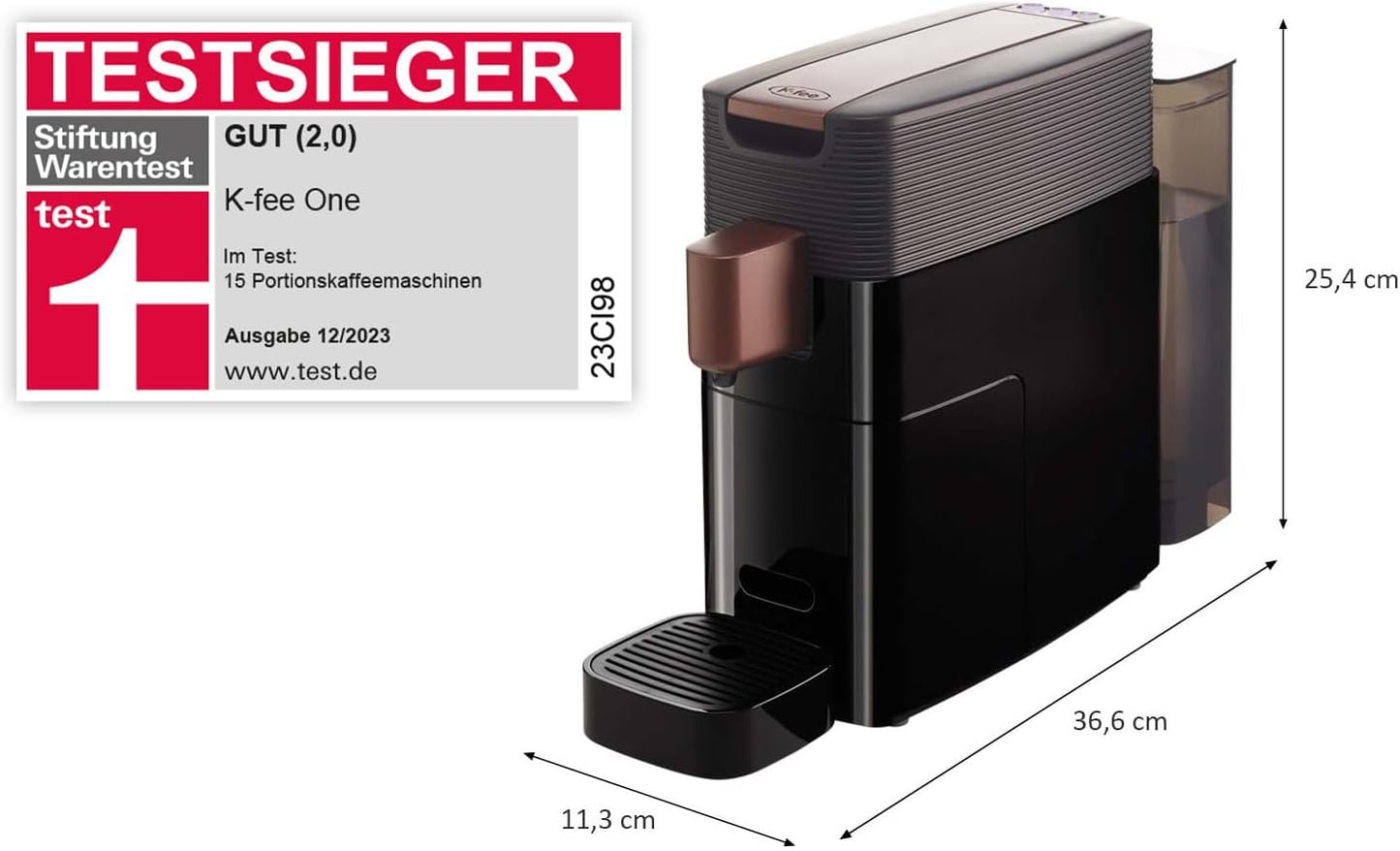 K-fee One Coffee Capsule Machine 1455 W 0.8 L Water Tank Colour Black Copper
