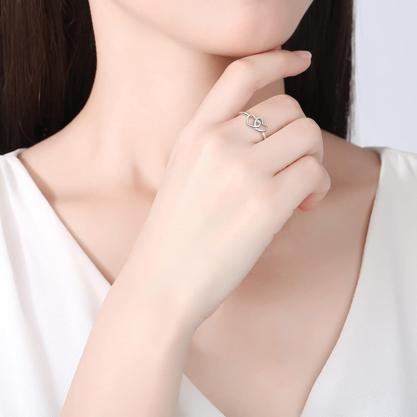 925 Sterling Silver Heart Ring – Adjustable Silver Jewelry for Women