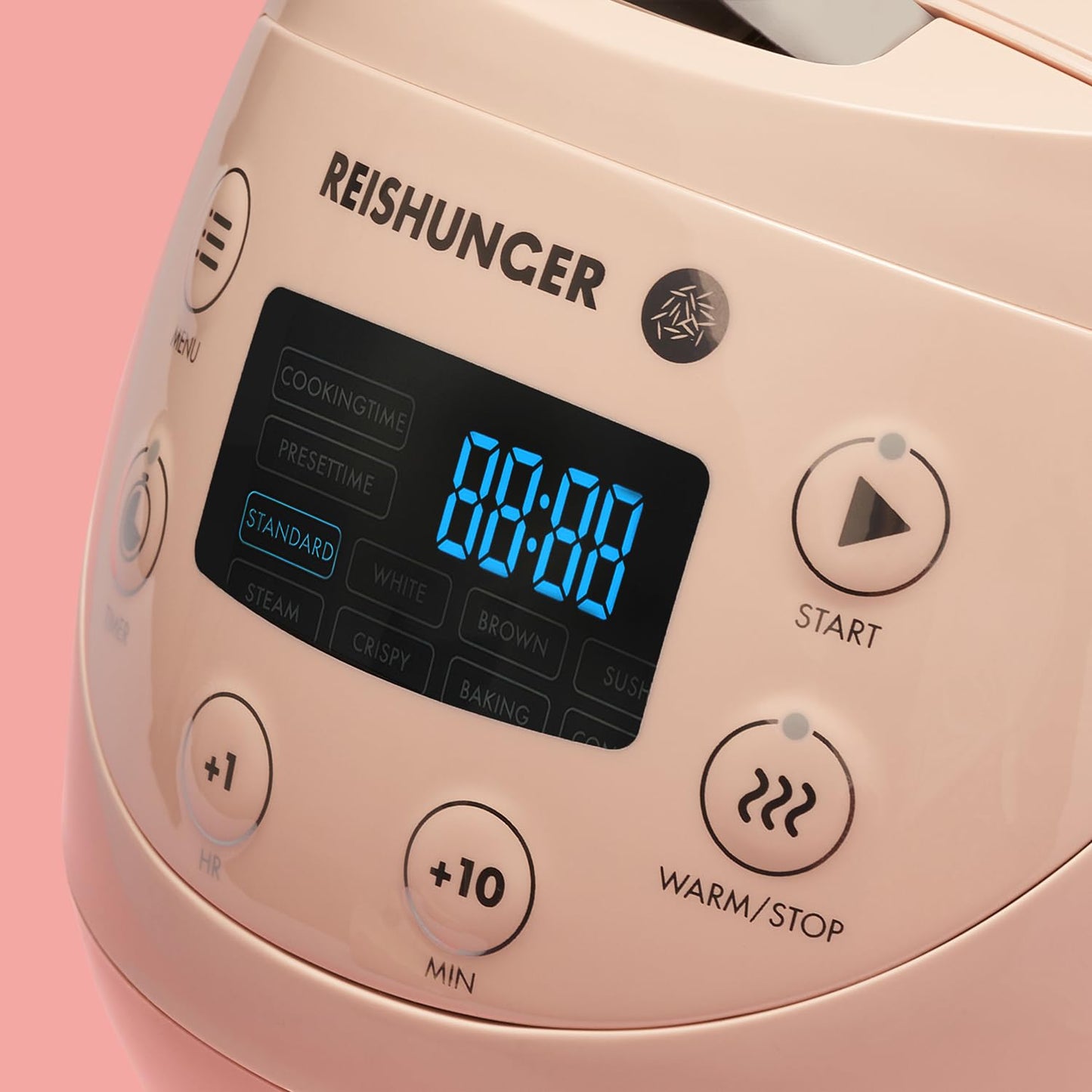 REISHUNGER Digitaler Reiskocher klein, schwarz | 0,6 L bis 3 Personen | Warmhaltefunktion, Timer & Premium Topf | Kleiner Multikocher & Dampfgarer, 8 Programme, 7-Phasen-Technologie