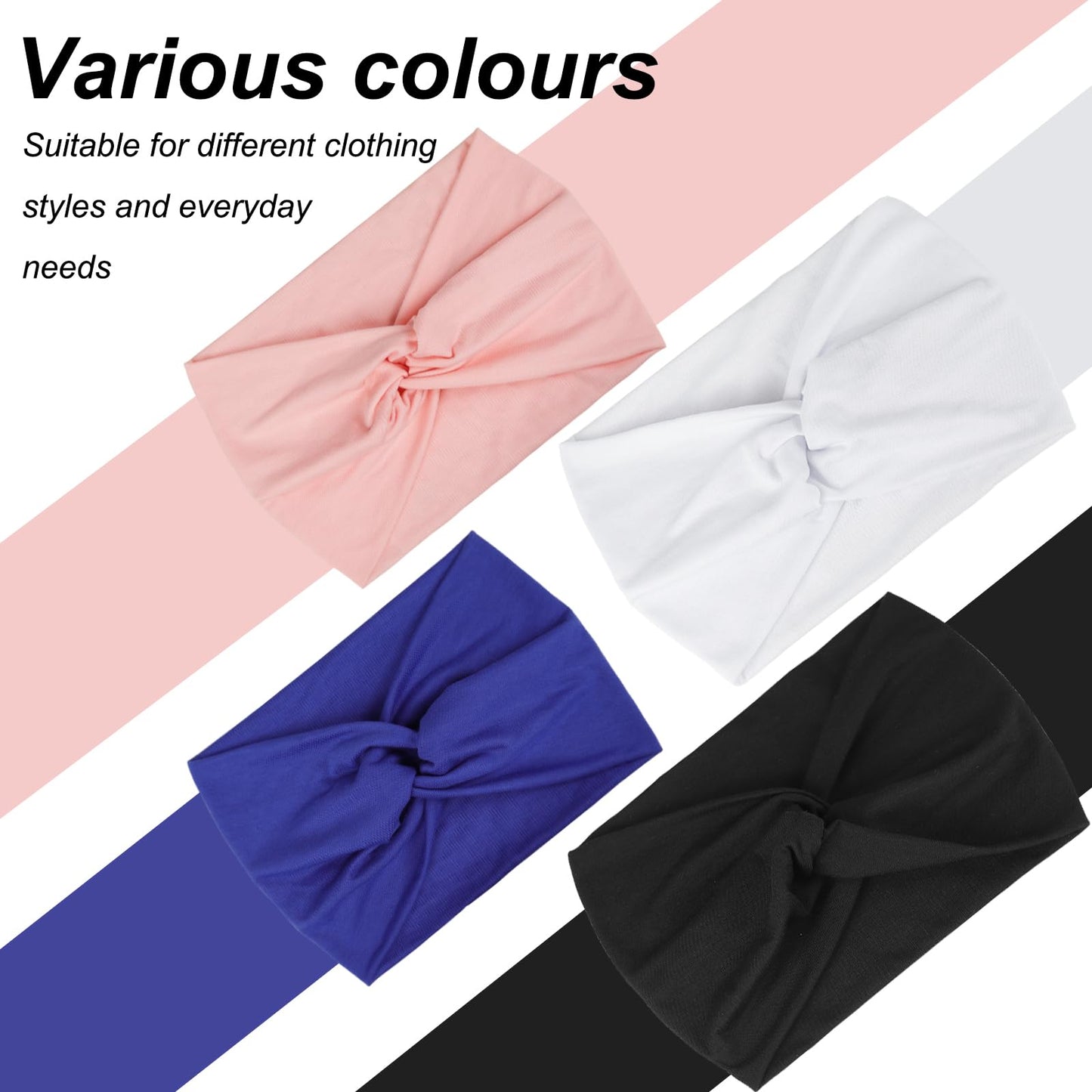 BELEVO Haarband Damen, Extra Breit Stirnband Damen Dünn 18cm Haarbänder Elastische Stirnbänder Weiche Haarreifen Headband Haarschmuck für Yoga Sport 4 Stück