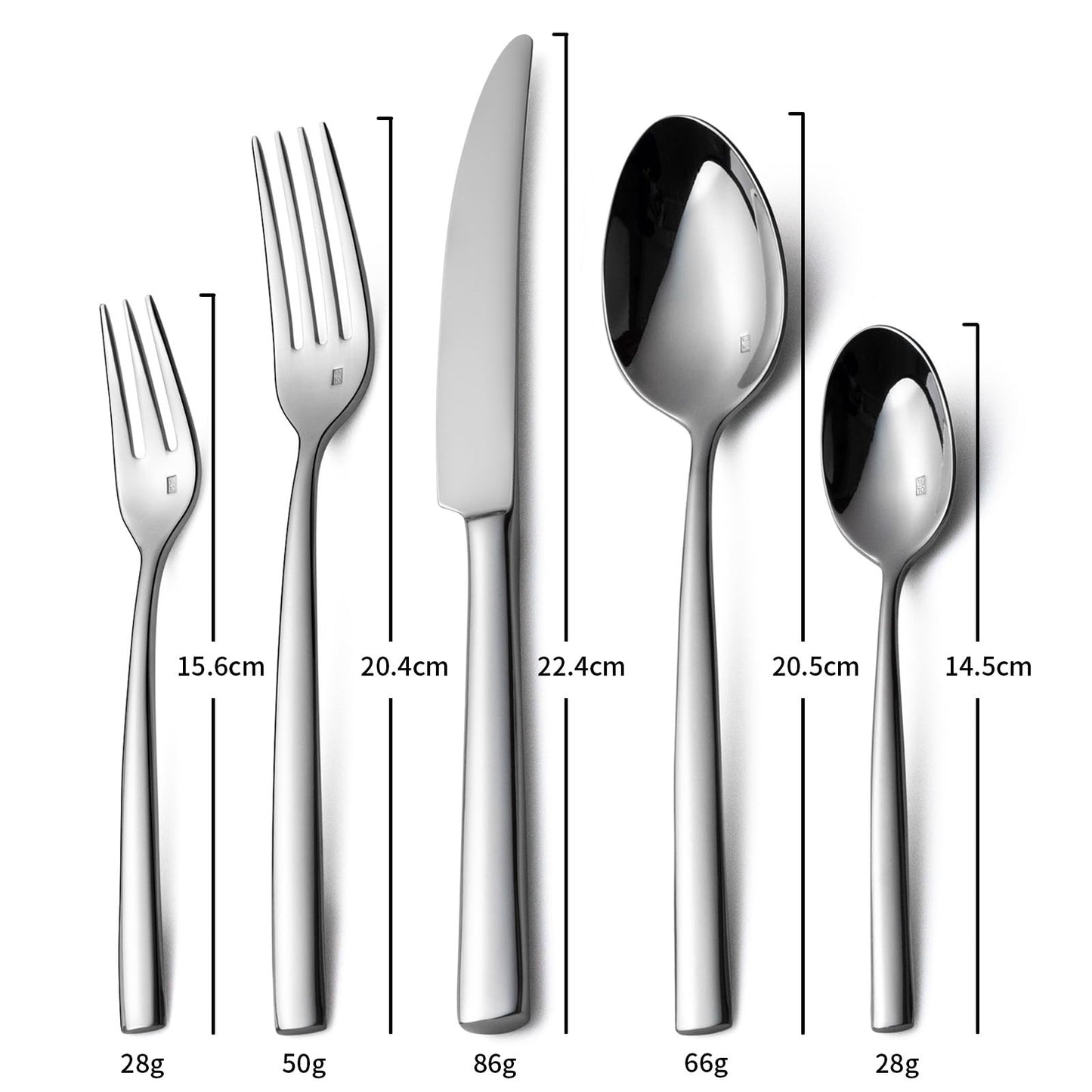 Alata Konrad 18/10 Edelstahl Poliert, Besteck Set 6 Personen, Essbesteck 30 teilig, Monobloc-Messer, Glänzend, Spülmaschinenfest