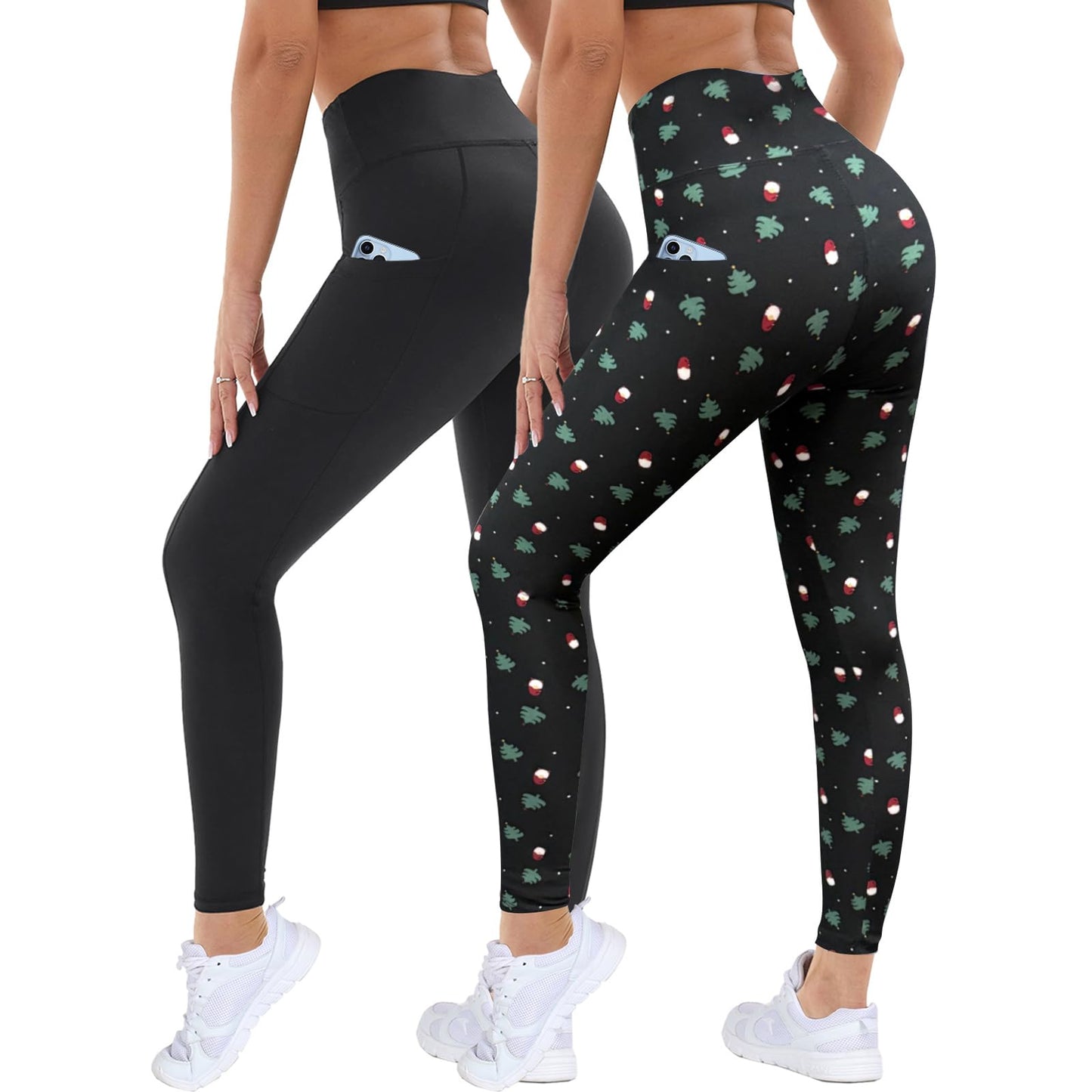 2-Pack Women’s High Waist Sport Leggings – With Pockets, Squat-Proof
