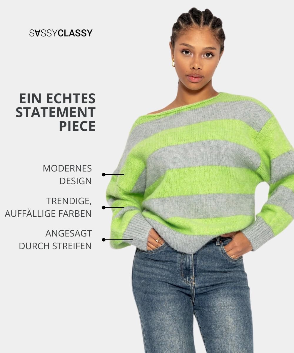 SASSYCLASSY Women’s Striped Oversize Sweater