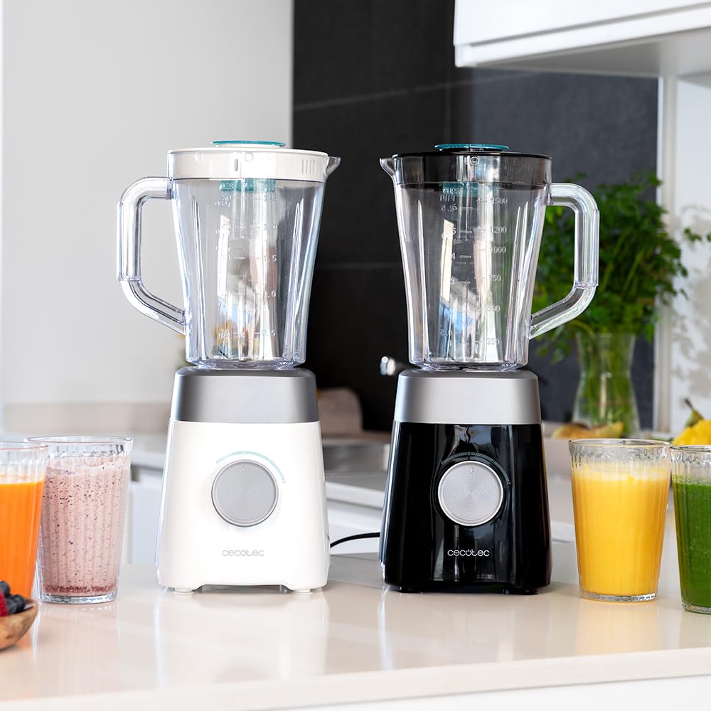 Cecotec Standmixer Power Black Titanium 1800MAX Blend It, 1800 W maximale Leistung, 5 Geschwindigkeiten, 6 Klingen aus Edelstahl, Ice-Crush-Funktion, Turbo- und Smoothie-Funktion, AutoClean-Funktion