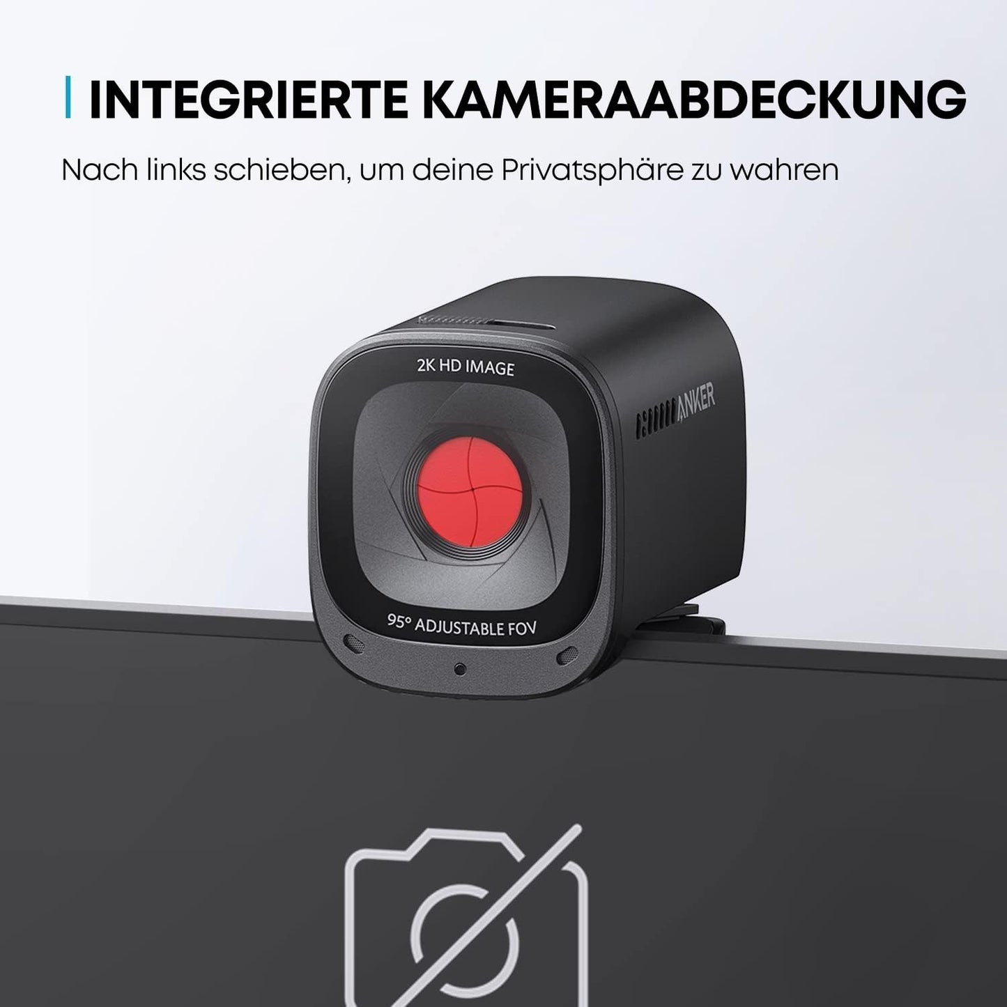 Anker PowerConf C200 2K USB-Webcam, Webcam für Laptops, Mikrofone mit Geräuschunterdrückung und K.I, Stereo-Mikrofone, Regulierbarer Sichtwinkel, Lichtkorrektur, Integrierte Kameraabdeckung