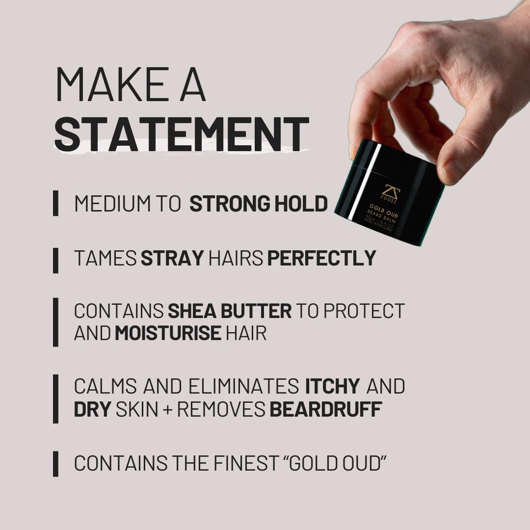 ZOUSZ Black Oud Bartbalsam für Männer mit Sheabutter – Premium-Bartbalsam/Bartspülung/Bartweichmacher Herren | Das ultimative nicht fettender Bartpflege für Männer, 50 ml