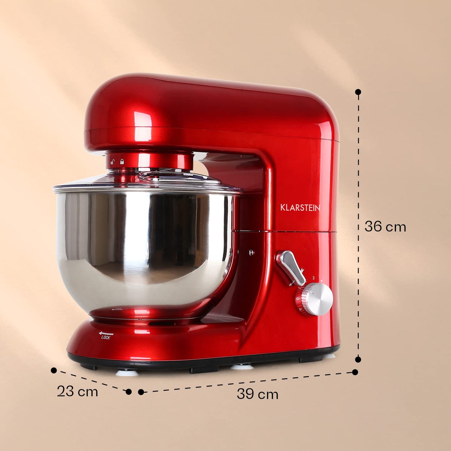 Klarstein Küchenmaschine, Knetmaschine mit 5L Schüssel, 1800W Profi Küchenmaschine mit Knethaken und Schneebesen, Universal Küchenmaschine mit 6 Stufen, Teigmaschine zum Rühren, Kneten und Aufschlagen