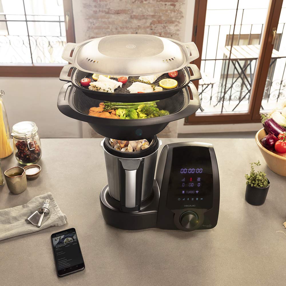 Cecotec Mambo 11090 Multifunctional Kitchen Robot 1600 W, 37 Functions, App, Scale and 3.3 Litre Stainless Steel Jug, Dishwasher Safe, Recipe Book and Accessories
