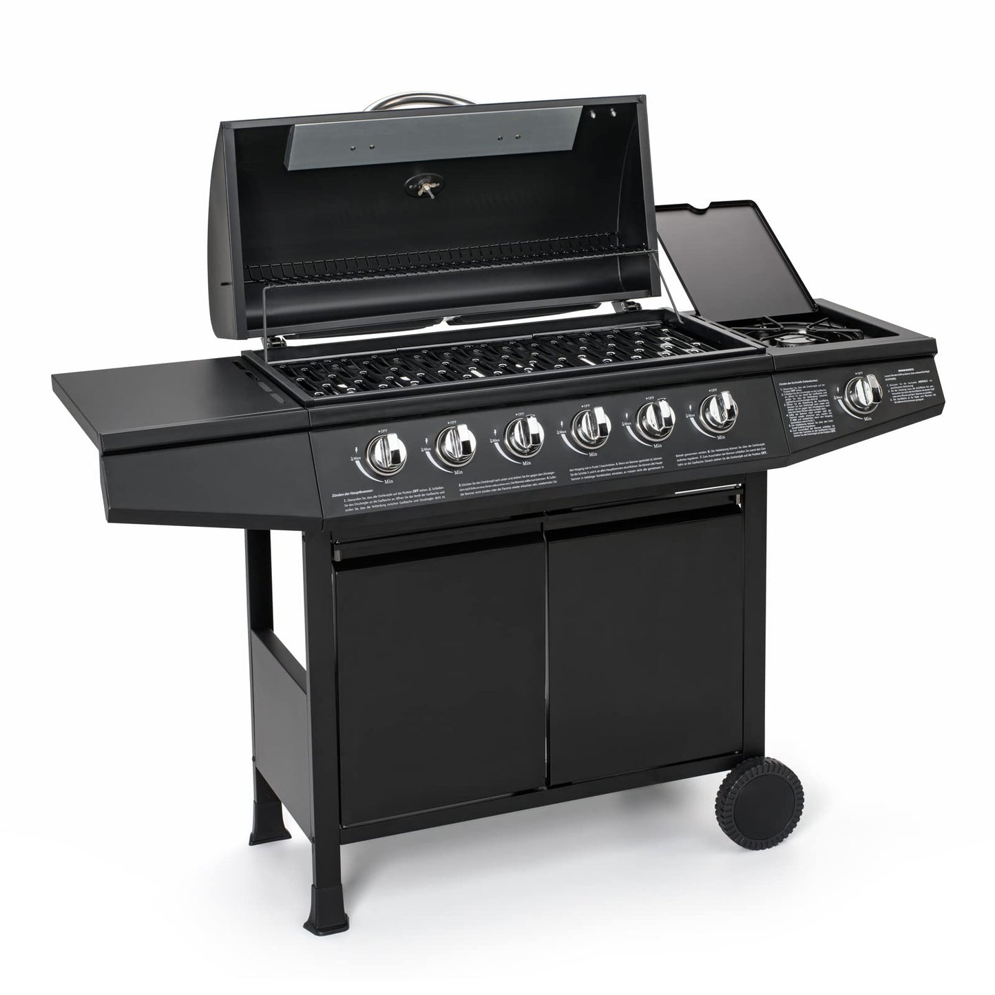 TAINO BASIC BBQ Gas Grill Grill Cart Stainless Steel Burner + Side Cooker Grill (BASIC 6+1 Gas Grill)