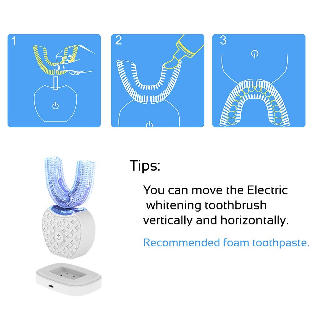 Elektrische Ultraschall-Zahnbürste, Automatische 360 ° Ultraschall-Elektrozahnbürste, Cold Tooth Whitening Instrument Automatische Zahnbürste, Elektrische Schallzahnbürste für Erwachsene