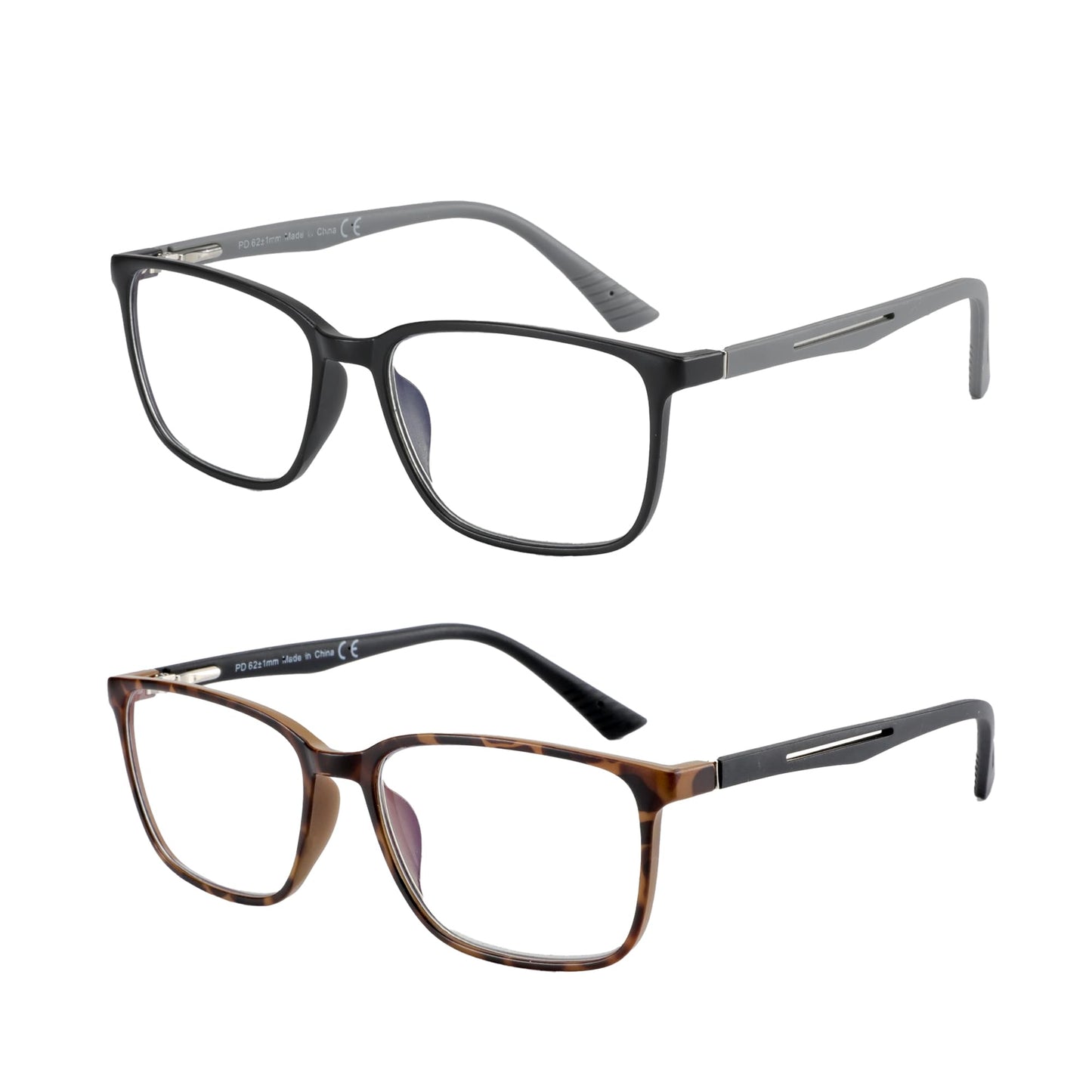 ZENOTTIC Blaulichtfilter Brille & Lesebrille Herren Eckige Rahmen-Leser Anti-Glanz Sport Computerbrille