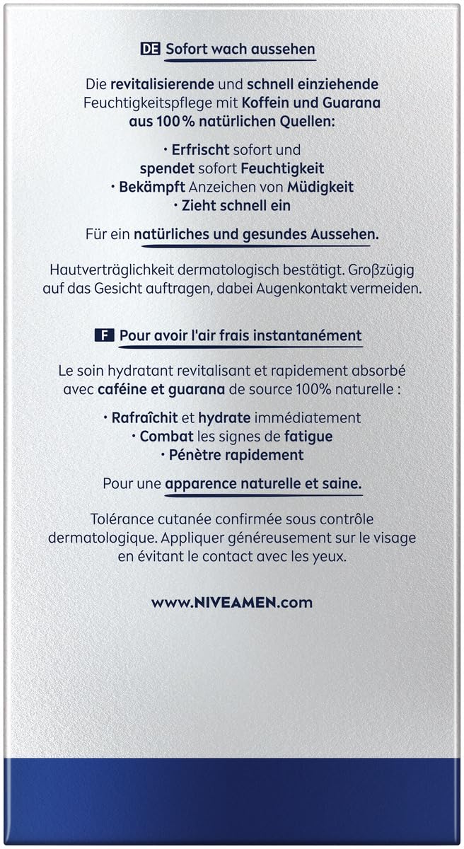 NIVEA MEN Active Energy Gesichtspflege Creme (50ml) – Revitalizing Face Cream for Men, Fast-Absorbing Moisturizer for Tired Skin