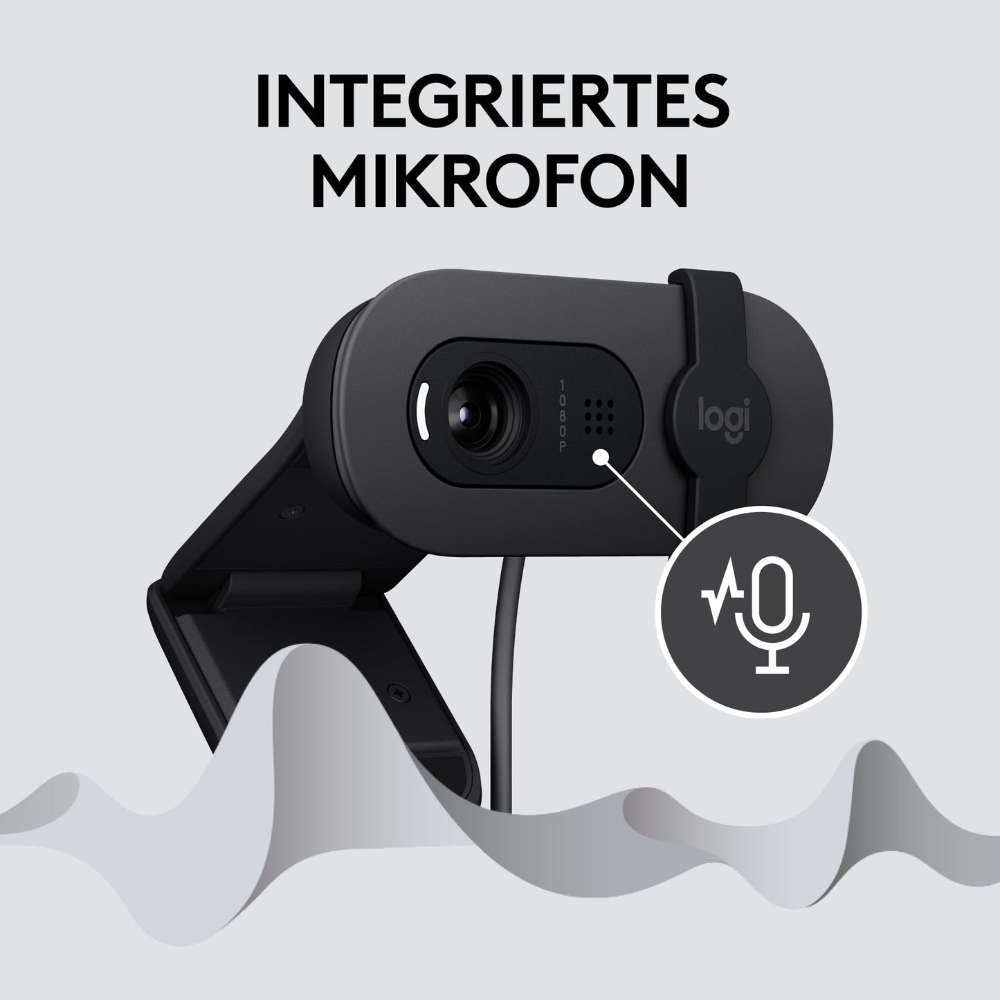 Logitech Brio 100 Full HD-Webcam für Meetings und Streaming, Auto-Lichtausgleich, integriertes Mikrofon, Abdeckblende, USB-A, für Microsoft Teams, Google Meet, Zoom und mehr - Graphit