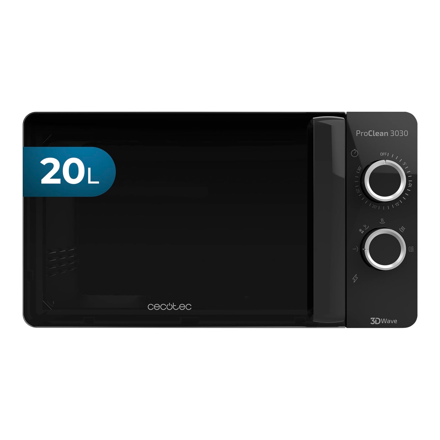 Cecotec Mikrowelle Pro Clean 5110 Inox. 700 W, Grill 800 W, 20 L, Ready 2 Clean, Beschichtung 3D Wave Frontspiegel, 8 Programme,60 Min Timer, LED, Edelstahl In Silber Schwarz