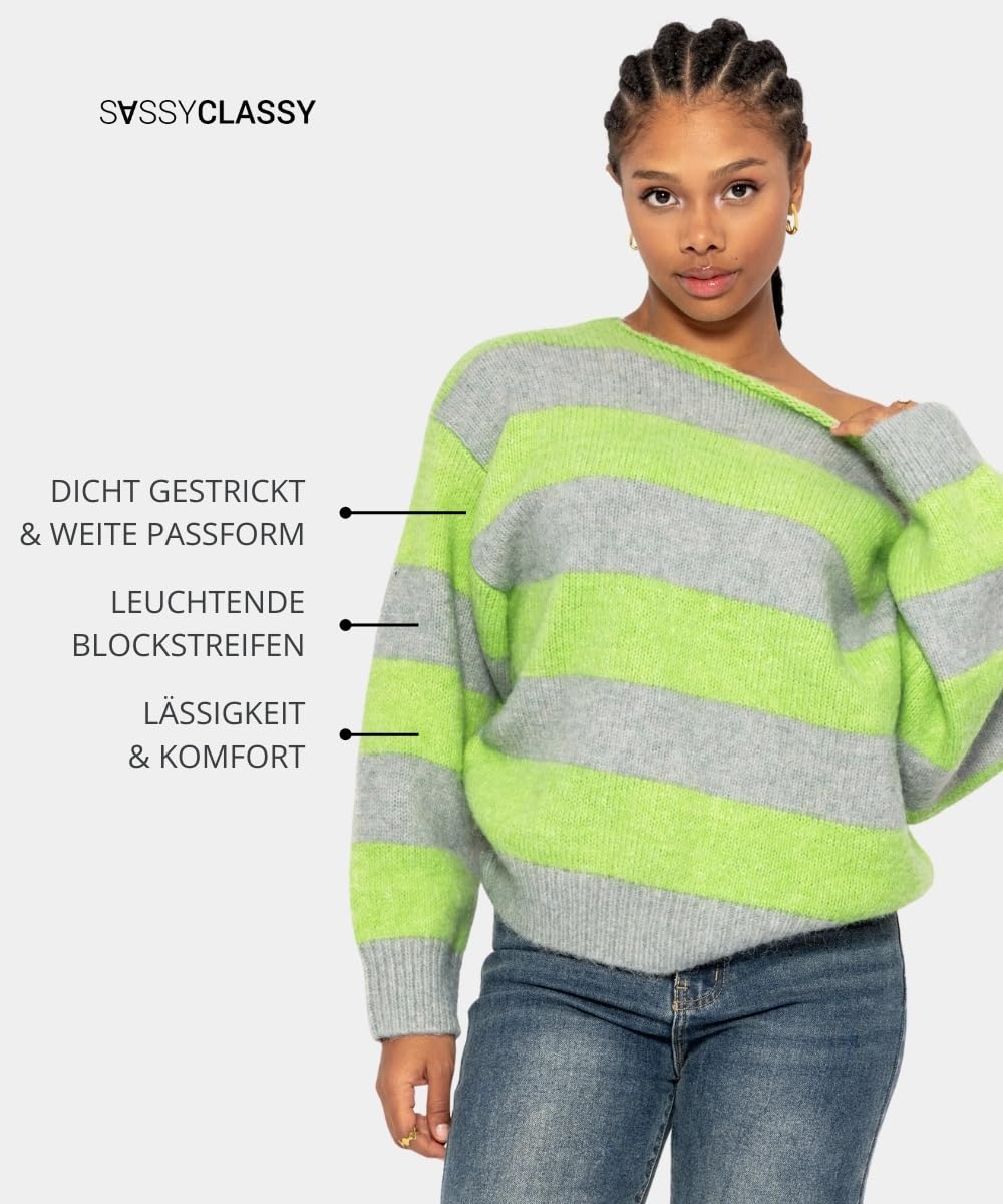 SASSYCLASSY Women’s Striped Oversize Sweater