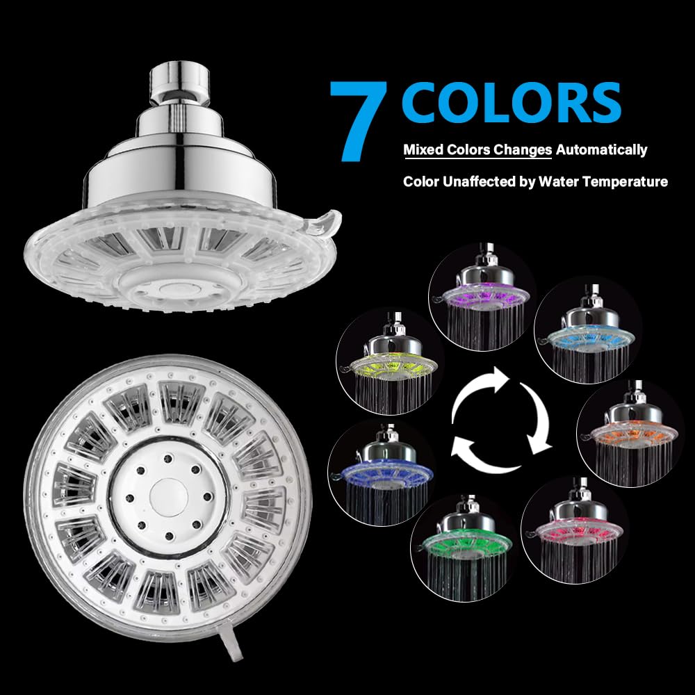 JINYOMFLY Regendusche Duschkopf mit LED, Regendusche mit LED Beleuchtung, Dusche Kopfbrause LED, 7 Farben Wechseln Automatisch, 2 Duschmodi