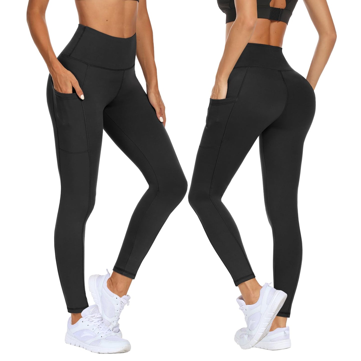 2-Pack Women’s High Waist Sport Leggings – With Pockets, Squat-Proof