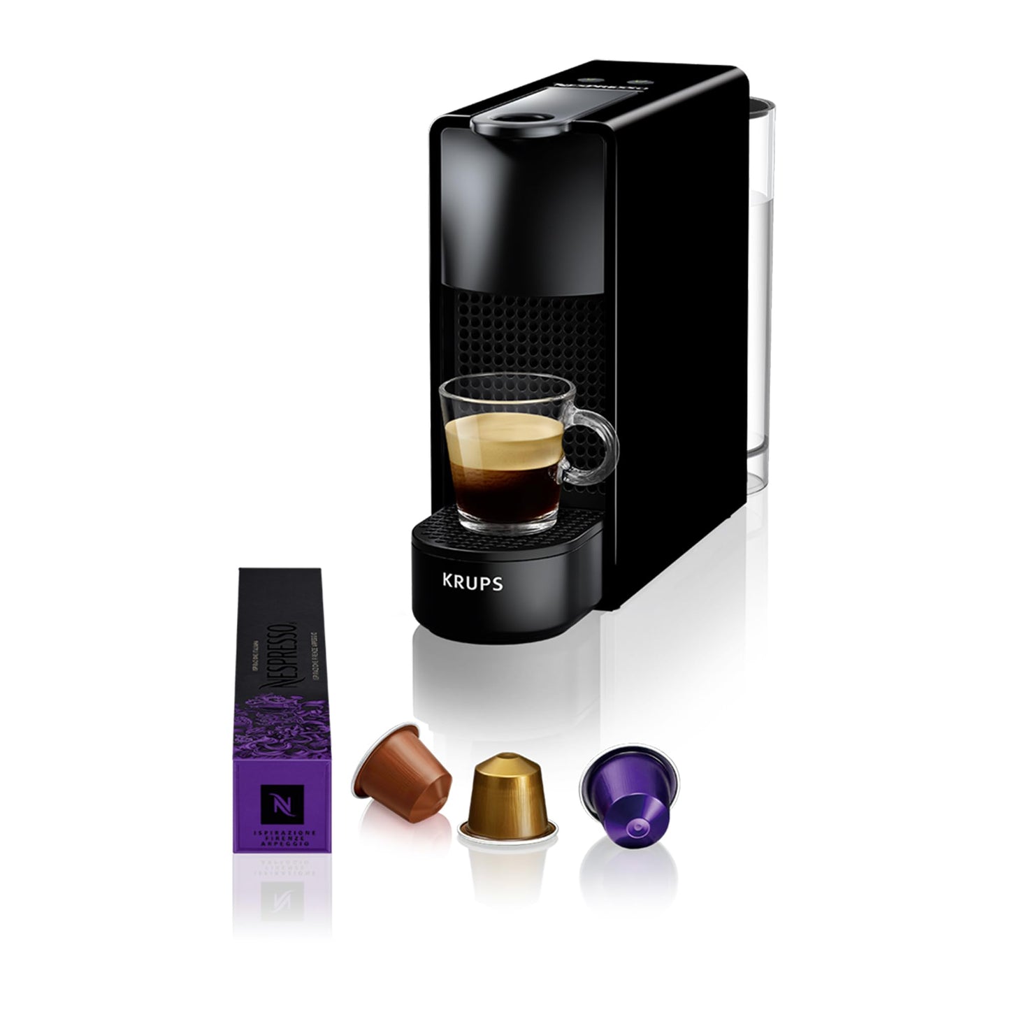 Krups Nespresso Essenza Mini XN1108 Kaffeekapselmaschine | 19 bar | Energiesparmodus | 1260 W|0,6 Liter | 8.03 x 3.31 x 12.99 cm|schwarz