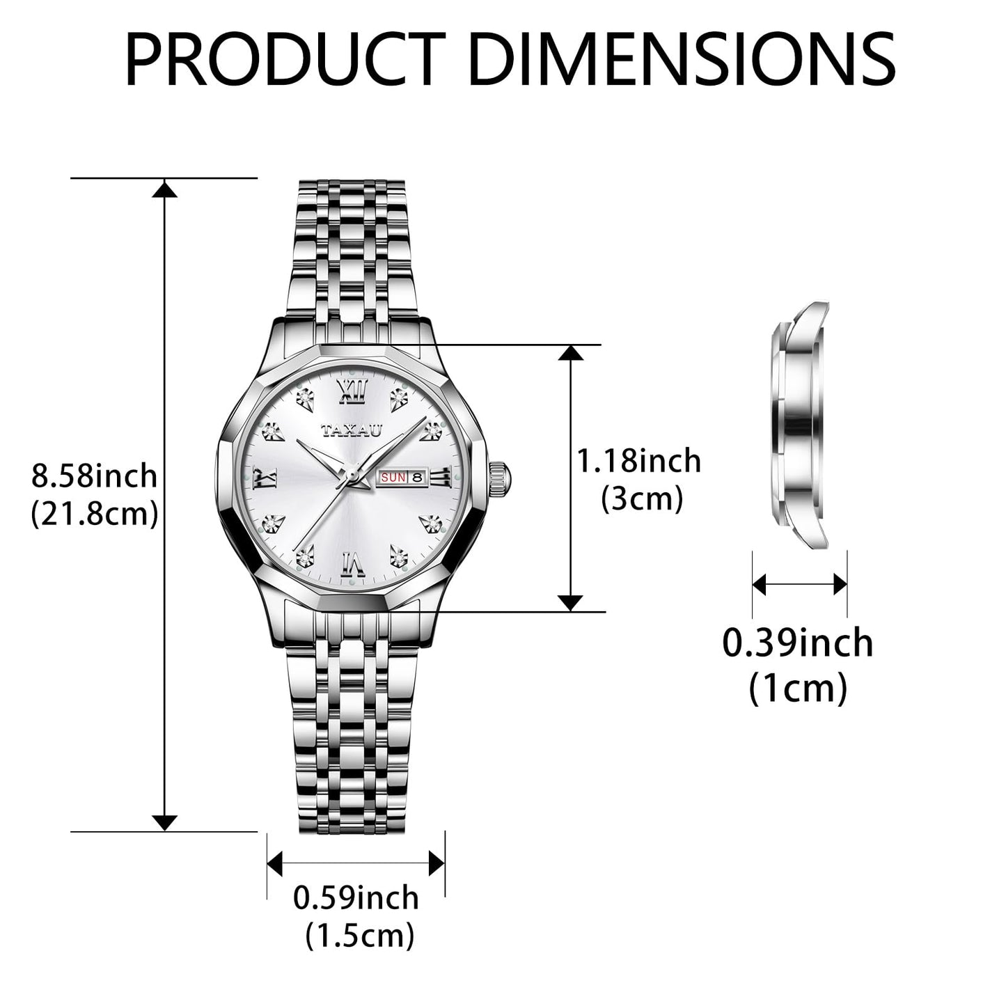 Taxau Uhr Frauen Luxus Edelstahl Uhren Frauen Kleid für Frauen wasserdichte Analog Quarz Damenuhren Klassische Reloj para Mujer