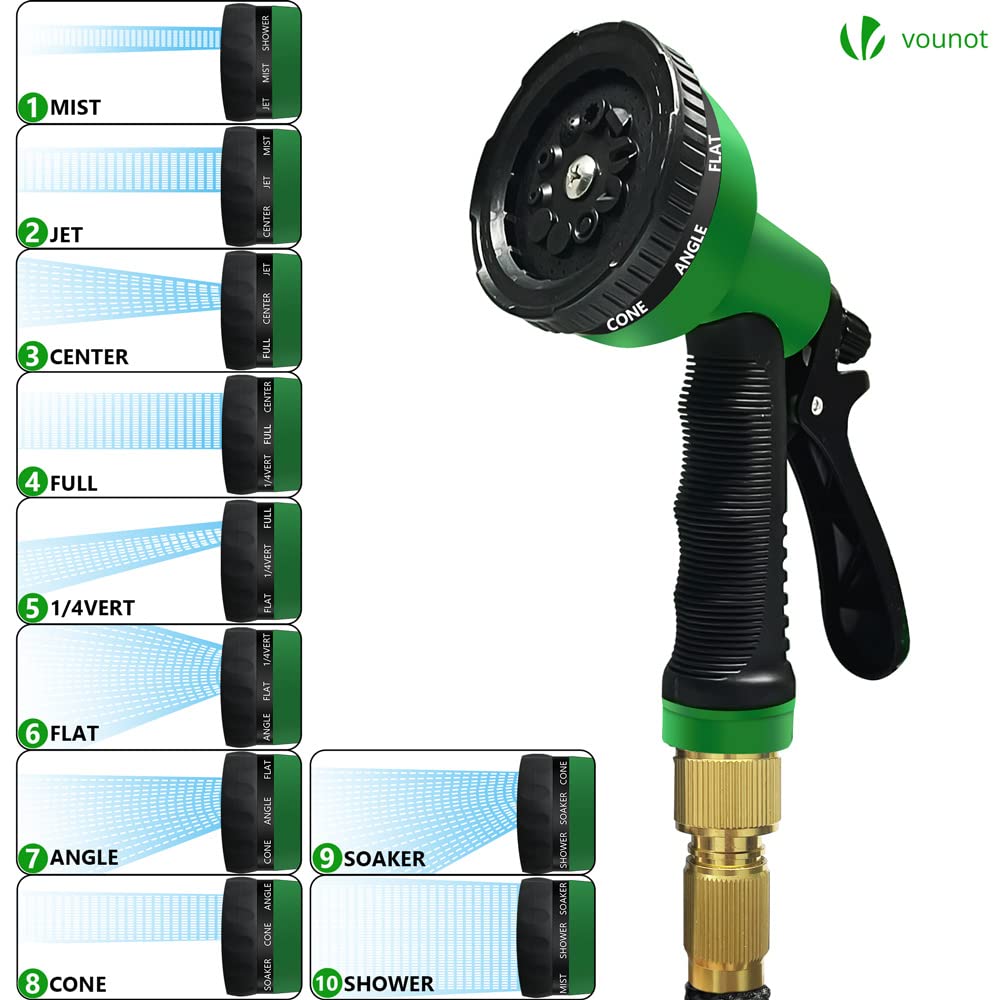 VOUNOT® Flexibler Gartenschlauch 30 m, Flexibel Wasserschlauch Dehnbarer mit 10 Sprühfunktionen, Schnelladaptern und Wandhalterung, Schwarz