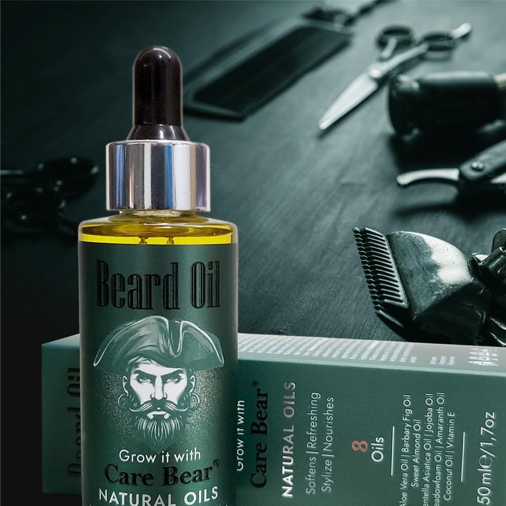 CareBear Grow It with Care Bartöl herren – Premiummischung aus 8 natürlichen Ölen für gesunden Bartwuchs 50ml; Pflegen und stärken Sie Ihren Bart
