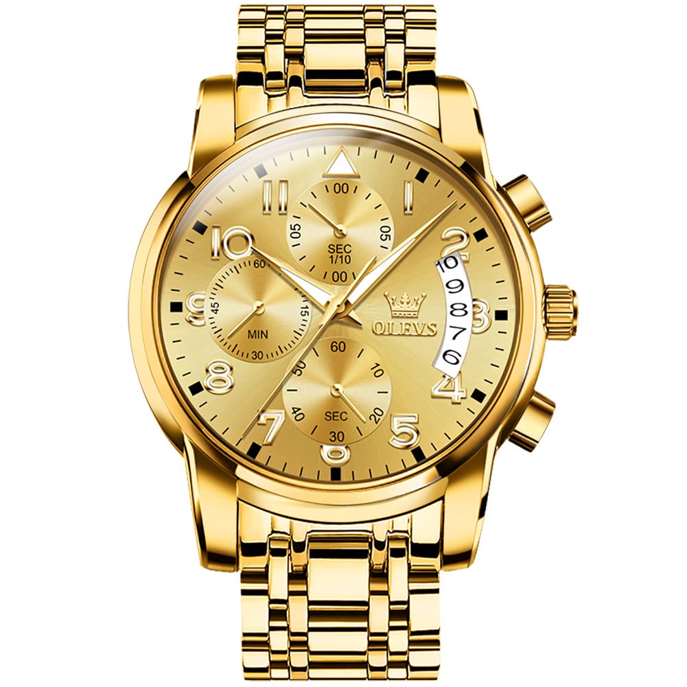 OLEVS Uhren Herren, Edelstahl Analoger Quarzuhr, Multifunktionale Diamanten Herrenuhren, Klassisches Luxuskleid Herrenuhr