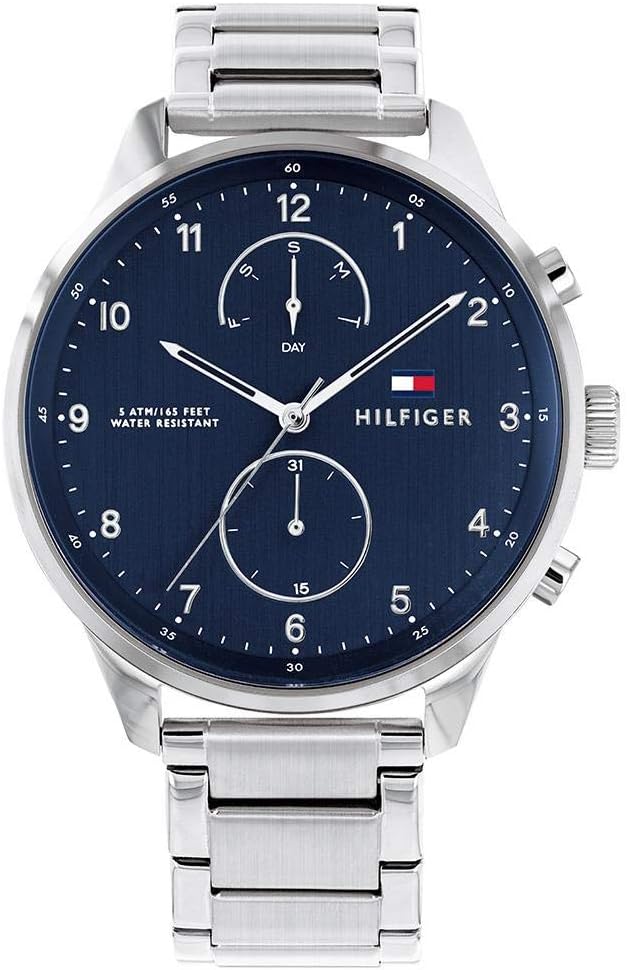 Tommy Hilfiger Multi Zifferblatt Quarz Uhr für Herren mit Silbernes Edelstahlarmband - 1791575