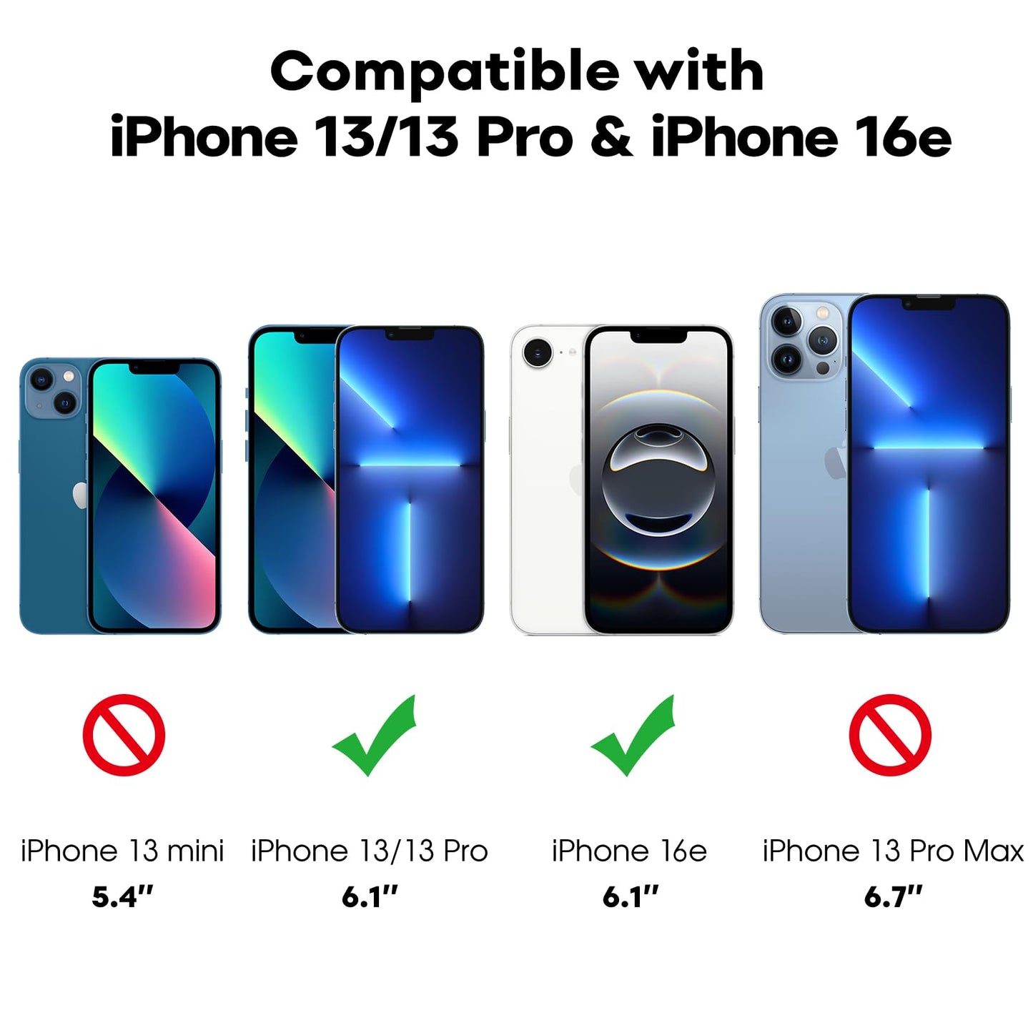 JETech Schutzfolie für iPhone 16e 2025, iPhone 13/13 Pro 6,1 Zoll, Gehärtetes Glas mit Einfaches Installationswerkzeug, Hat Keinen Einfluss auf die Hülle, Panzer HD Klar, 3 Stück