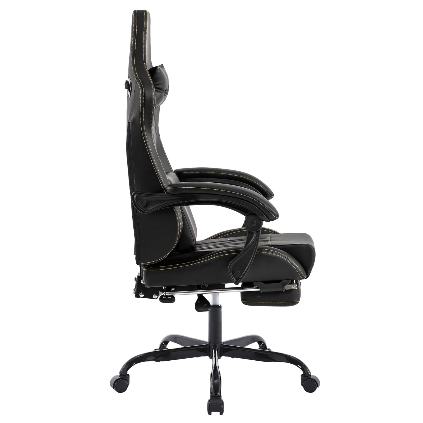 SUKIDA Gaming Stuhl Computerstuhl Ergonomischer Gaming Chair mit Fußstütze Bürostuhl Ergonomischer Computerstuhl mit Lendenwirbelstütze Schwarz