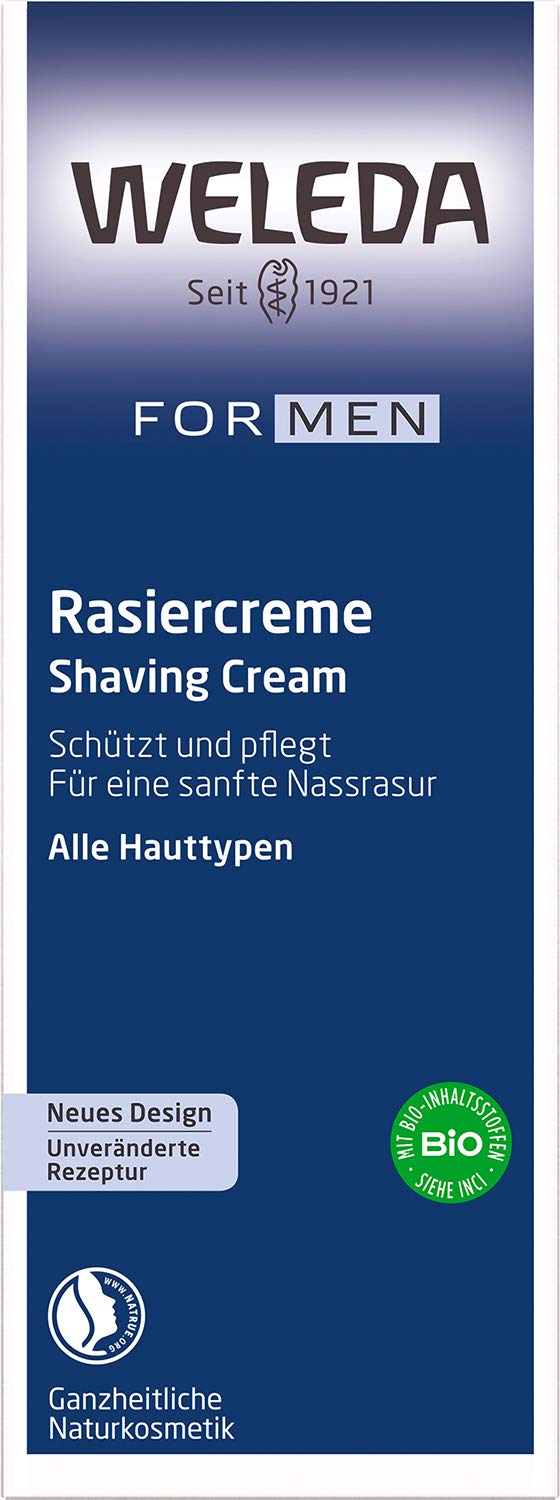 WELEDA Bio FOR MEN Rasiercreme, Naturkosmetik Rasierschaum für die Pflege und den Schutz der Haut bei Nassrasuren, sanfter Schaum für eine schonende Rasur für Männer (1 x 75 ml)